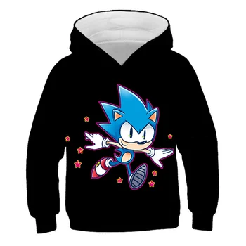 4T-14T nauja vaikų pavasarį ir rudenį modelių, Sonic the hedgehog 3D gobtuvu džemperis berniukams ir mergaitėms hoodie animacinių filmų stiliaus drabužių