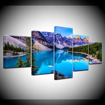 5 skydelis plakato Nuotrauką Moreninio Ežero Banff national Park, spauda ant Drobės, Paveikslai, Miegamojo Rėmo Modulinės Dekoro tapyba
