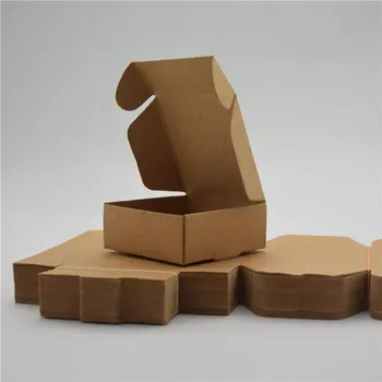 50pcs Rudos Spalvos Kraft Popieriaus Langelį, Ne-printed Box Dovanų Pakavimo Dėžutė