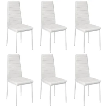 6 Vnt./ Set Moder Paprastumo Valgomojo Kėdės, Valgomojo Kambario, Patogūs Baldai Sintetinės Odos Virtuvės Kėdės Kavos Kėdės HWC