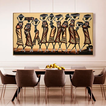 Abstrakti Afrikos Moterų Drobė Paveikslų ant Sienos Plakatą ir Spausdinimo Modernios Sienos Meno Nuotrauką Kambarį Namuose Cuadros Dekoras