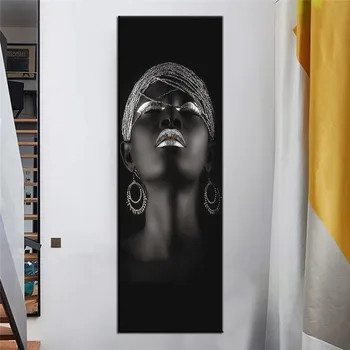Afrikos Moteris, turintis Sidabro Papuošalai Drobė Meno Tapybos Ant Sienos Menas, Plakatų Ir grafikos Juoda Moteris Art Nuotraukų, Namų Dekoro