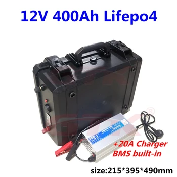 Atsparus vandeniui 12V 400Ah LiFepo4 ličio baterija už RV Nameliais-kemperiais ratų saulės sistemos energijos saugojimo jūrų+20A mokestis