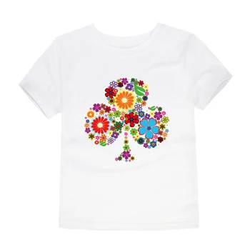 Berniukų marškinėliai mergaičių marškinėliai vaikams drabužių medvilnės vaikus, drabužiai, gėlės, Vasaros vaikų trumpas tee merginos tshirts gėlių viršūnės
