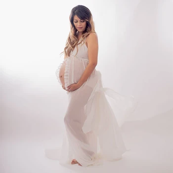 Don&Judy Seksualus V-kaklo Motinystės Šaudyti Suknelės Padalinta Priekiniai Nėštumo Fotografija Šifono Suknelė Nėščioms Moterims Maxi Suknelė Foto Prop