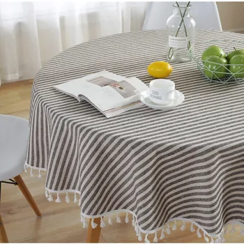 Dryžuotas dulkėms staltiesė kutai namo apdaila, valgomasis stalas padengti virtuvės stalo su medvilnės skalbiniai apskrito eilėje living ro