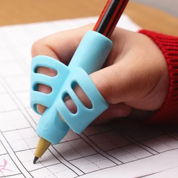 Dviem pirštais rašiklio laikiklis silikono vaiko mokymosi rašymo įrankis aligner pieštukų rinkinys, kanceliarinės prekės 3 dalių rinkinys dovanų 2 dalių komplektas žuvys