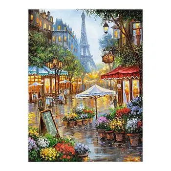 Gėlių Gatvė Paryžiuje Diamond Tapybos Vaizdingos Visiškai Gręžimo 5D Nouveaute 