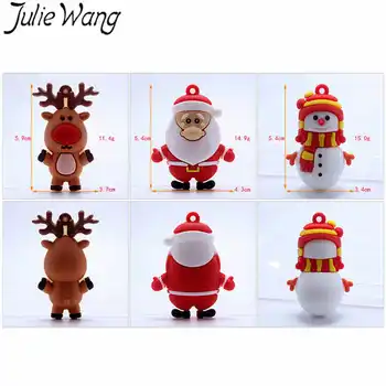 Julie Wang 20PCS Silikono Kalėdų Talismanai Už Keychain Animacinių filmų Kalėdų Senį Elnias Papuošalai Priėmimo Aksesuaras Key Chain Apdaila