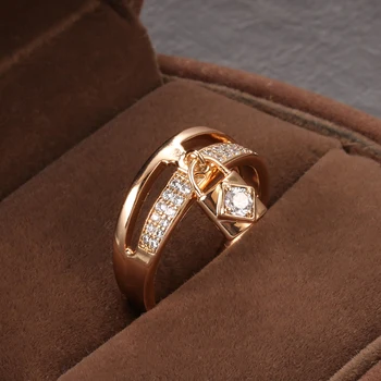 Kinel Prabanga Fiksavimo Žiedą Nuotaka Vestuvių Fine Jewelry Micro Įklotai, Kuriems Fizinis Cirkonis 585 Rose Gold Moterų Žiedas Priedai