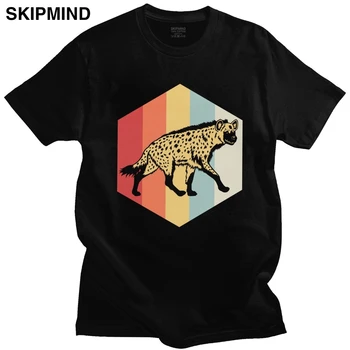 Klasikinių Senovinių Hyena Meilužis Marškinėliai Vyrams Crewneck Trumpas Rankovėmis Safari Afrikoje Laukinis Atspausdintas T-shirt Medvilnė Tee Prekes