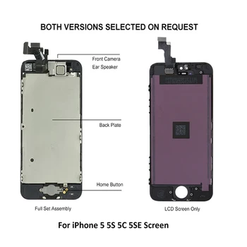 Klasės AAA, Pilnas Visas Komplektas su LCD iPhone 5S SE Rodyti 3D Jutiklinis Ekranas Asamblėjos Pakeitimo 