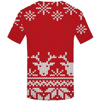 KYKU Kalėdų T-shirt Vyrai Kalėdos Anime Drabužių Raudona marškinėliai 3d Briedžių Marškinėlius Spausdinti Mezgimo Tshirts Atsitiktinis Trumpas Rankovės vasaros