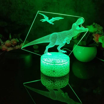 Led 3D Naktį Šviesos Dinozaurų Modelis naktinė lempa Vaiko Miegamasis Dekoro Stalo Lempos 16 Spalvos su nuotolinio