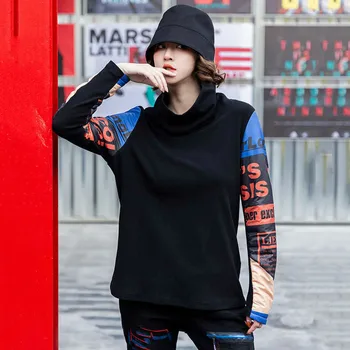 Max LuLu Žiemos 2019 Korėjos Mados Ponios Punk Streetwear Golfo Viršūnes Moterų Atsitiktinis Kratinys Tee Marškinėliai Prarasti Šiltas Tshirts