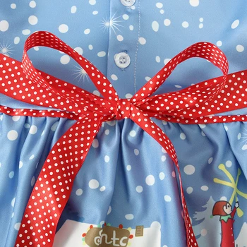Mergina Dress Vaikams, Kūdikių Mergaitės Kalėdų ilgomis Rankovėmis Suknelė Snaigės Lankas Užsiliepsnojo Kalėdos Santa Šalis Suknelės Dydis 3-7T