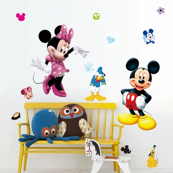 Mickey Minnie Mouse Animacinių Filmų Sienų Lipdukai Vaikų Kambario Dekoracijos Filmą Sienos Meno Nuimamas Žievelės Ir Klijuoti Komiksų Gyvūnų Lipdukai