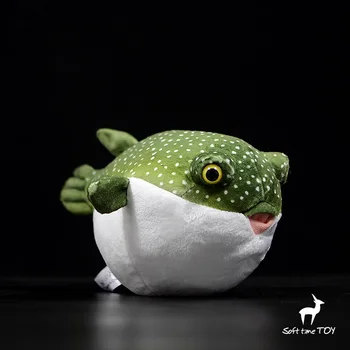 Mielas žalia puffer žuvis lėlės, žaislai realiame gyvenime pliušiniai Jūros gyvūnai Minkštas įdaryti žaislas vaikams pateikti geros kokybės