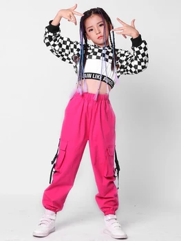 Naujų Mergaičių Drabužių 2019 M. Pavasarį Ir Rudenį korėjos Mergaičių Trijų dalių Grotelės Kailio Liemenę, Kelnes Hip-Hop Kostiumas Asmenybės Street Dance