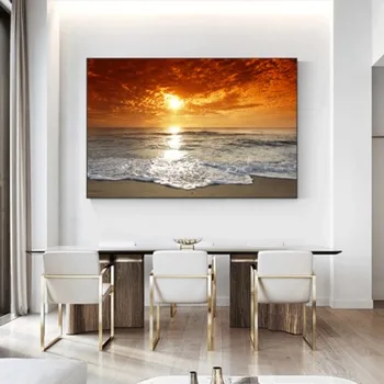 Pajūrio paplūdimio sunrise sunset gražus gamtovaizdis apdailos dažymo kambarį miegamojo sienų tapyba