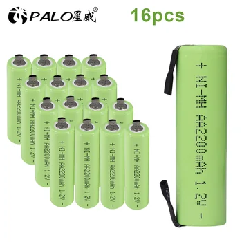 PALO 1.2 V AA įkraunamos baterijos 2200mah 2A ni-mh nimh ląstelių paketas su skirtukais kaiščiai Philips Braun elektrinis skustuvas toothbrus