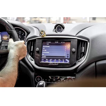 Pcmos Nekilnojamojo Anglies Pluošto GPS Navigacijos Skydelio Dangtelį Apdaila Už Maserati Ghibli-2017 Auto Interjero Lipdukai, Juostelės Dalys Naujos