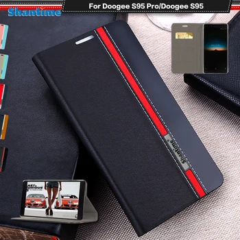 Prabanga PU Odos Atveju Doogee S95 Pro Flip Case For Doogee S95 Telefono dėklas Minkštos TPU Silikoninis Galinio Dangtelio