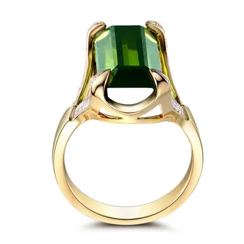 Prabangus smaragdas brangakmenių green jade kristalų Žiedai moterims femme Aukso spalvos anillos bijou cirkonis diamond mados šaliai, papuošalai
