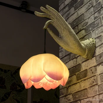 Senovinių Kinų LED Sienos Lempos Restoranas Koridoriaus Praėjimo Miegamojo Sienos Žiburiai, Lotoso Gėlė, Budizmas, Klasikinio Laikiklis Lemputė E27