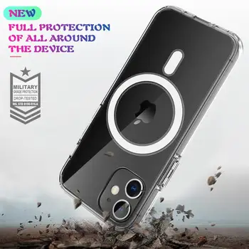 Skaidraus Akrilo Magsafe Telefono dėklas skirtas Iphone 12 Pro Max 12 Mini Pro Paramos Belaidžio Įkrovimo Lašas apsauginis dangtis