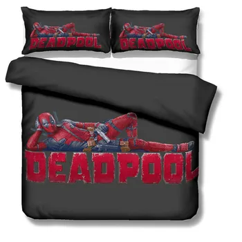 Stebuklas Deadpool herojus 3D patalynės komplektas Vieną Twin Karalienė šalikas patalyne, antklode padengti Užvalkalai Suaugusiems Vaikams Dovanų miegamasis