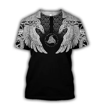 Viking simbolis - odin Tatuiruotė 3D Atspausdintas vyrų marškinėliai Harajuku Mados Trumpas rankovės marškinėliai vasaros streetwear Unisex marškinėlius viršūnes WS92