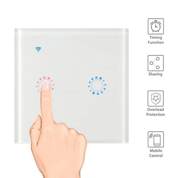 WiFi Smart Šviesos Jungiklis Ekrane Palieskite Belaidžio Smart Sienos Jungikliai Nuotolinio Valdymo Juoda Balta 3 1/2/3 Gauja
