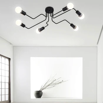 Šiuolaikinės trumpas geležies juoda E27 LED lemputės lubų šviestuvai, Šviestuvas Namų Deco valgomasis kambarys lubų lempa