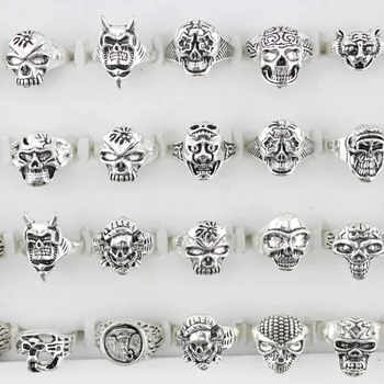 20 Vienetų Naujas Mados Unikalaus Dizaino Žiedas Punk Dizaino Kaukolių Žiedai Vyrams, Maišyti Stilius Didmeninė Nemokamas Pristatymas