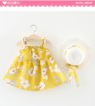 2020 Mados Baby girl dress medvilnės o-kaklo reguliarus Bamblys Kūdikių Vaikai Mergina Rankovių Dirželis Dot Spausdinti Lankas Princesė Suknelės, Kepurės