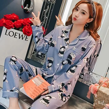 2020 Megztinis Ilgomis Rankovėmis Pižama Moterų Naujus Produktus Mielas Korėjos Homewear Rinkinys