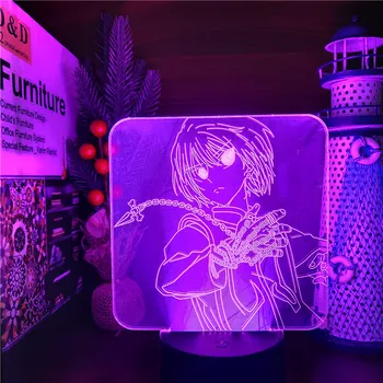 3D Naktį Šviesos Hunter X Hunter LED Anime Lempos Gon Freecss Killua Zoldyck Kurapika Hisoka Namų Puošybai Lampara Miegamojo Puošimas