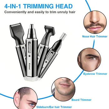 4 1 Elektrinis Nosies Plaukų Žoliapjovės Vyrų Įkrovimo Nerūdijančio Plieno Mini Skustuvas Remonto Plaukų Remonto Antakiai P1