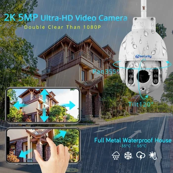 5,0 MP 5X Optinis Priartinimas Metalo Wifi PTZ Kamera Lauko 1920P 1080P Wireless Speed Dome Priežiūros CCTV Apsaugos, IP Kameros CamHi