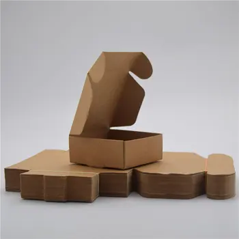 50pcs Rudos Spalvos Kraft Popieriaus Langelį, Ne-printed Box Dovanų Pakavimo Dėžutė