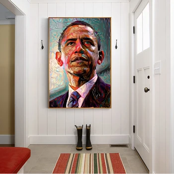 Amerikos Prezidento B. Obamos Portretas Drobė Menas, Tapyba, Modernus Pop Sienų Plakatai Ir Spausdina Cuadros Nuotraukas Kambarį
