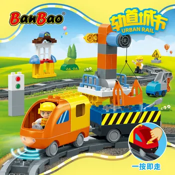 BanBao 9726 technic serija Didelio dalelių miesto traukinio inžinerijos Marmuro paleisti Elektros Statyba blokai Vaikams, Žaislai, Dovanos