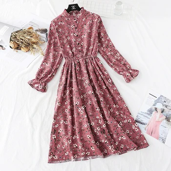 Croysier Žiemą, Rudenį Drabužių 2020 Suknelės Moterims Ilgomis Rankovėmis Atsitiktinis Velvetas Suknelė Vintage Gėlių Spausdinti Elegantiškas Midi Suknelė