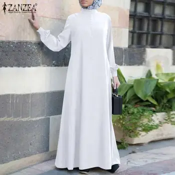 Elegantiškas Musulmonų Marškinėliai Suknelė Moterų Rudenį Sundress ZANZEA Atsitiktinis ilgomis Rankovėmis Mygtuką Maxi Vestidos Moterų Islamo Skraiste Plius Dydis