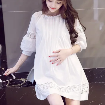 Korėjos Motinystės Suknelė Dėvėti Motinystės Trumpą Šifono rankovėmis Balti Drabužiai Motinystės Drabužių Lankas suknelė Nėštumo Drabužius M-2XL