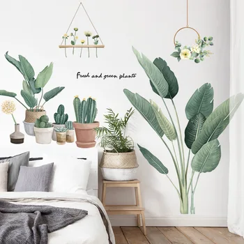 MAMALOOK Kaktusas Vazoninių augalų Sienos Lipdukai kambarį Eco-friendly Vinilo Žalias Lapas 