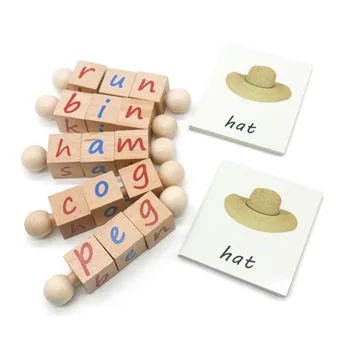 Meroco Montessori Kalbos Medžiagų Raidė Blokai Žodžių Rašybos Mokymosi Žaislas Švietimo Žaislai, 3 Metų Amžiaus Pyplys J1764H