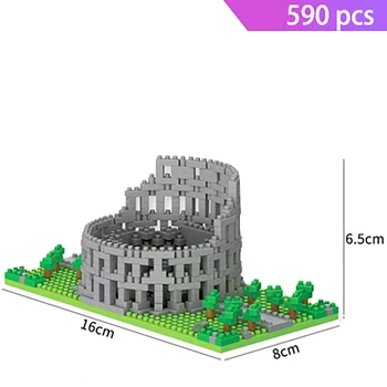 Mini Architektūros blokai, piramidės modelių kūrimo rinkiniai Pasviręs Pizos Eifelio Bokštas, Big Ben, micro plytų ekspertas nustato Romos Colosseo