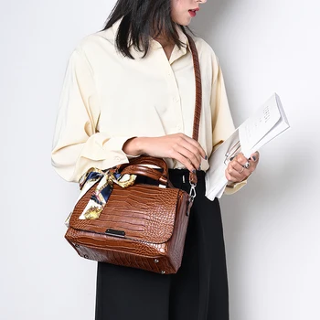 Moterų maišas prabanga, aukštos kokybės krokodilas modelio rankinės 4 spalvų markės dizaineris didelės talpos Bostono petį krepšys si